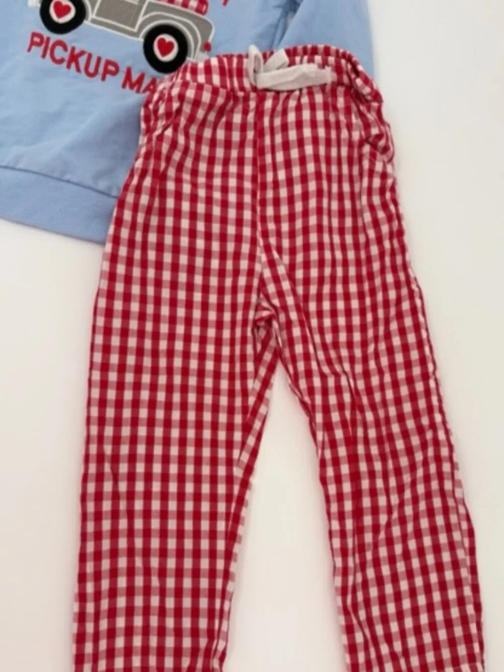 Boy's Valentine Outfit Size 3-4 Ladies Love A Pickup Man Red Checkered Matching